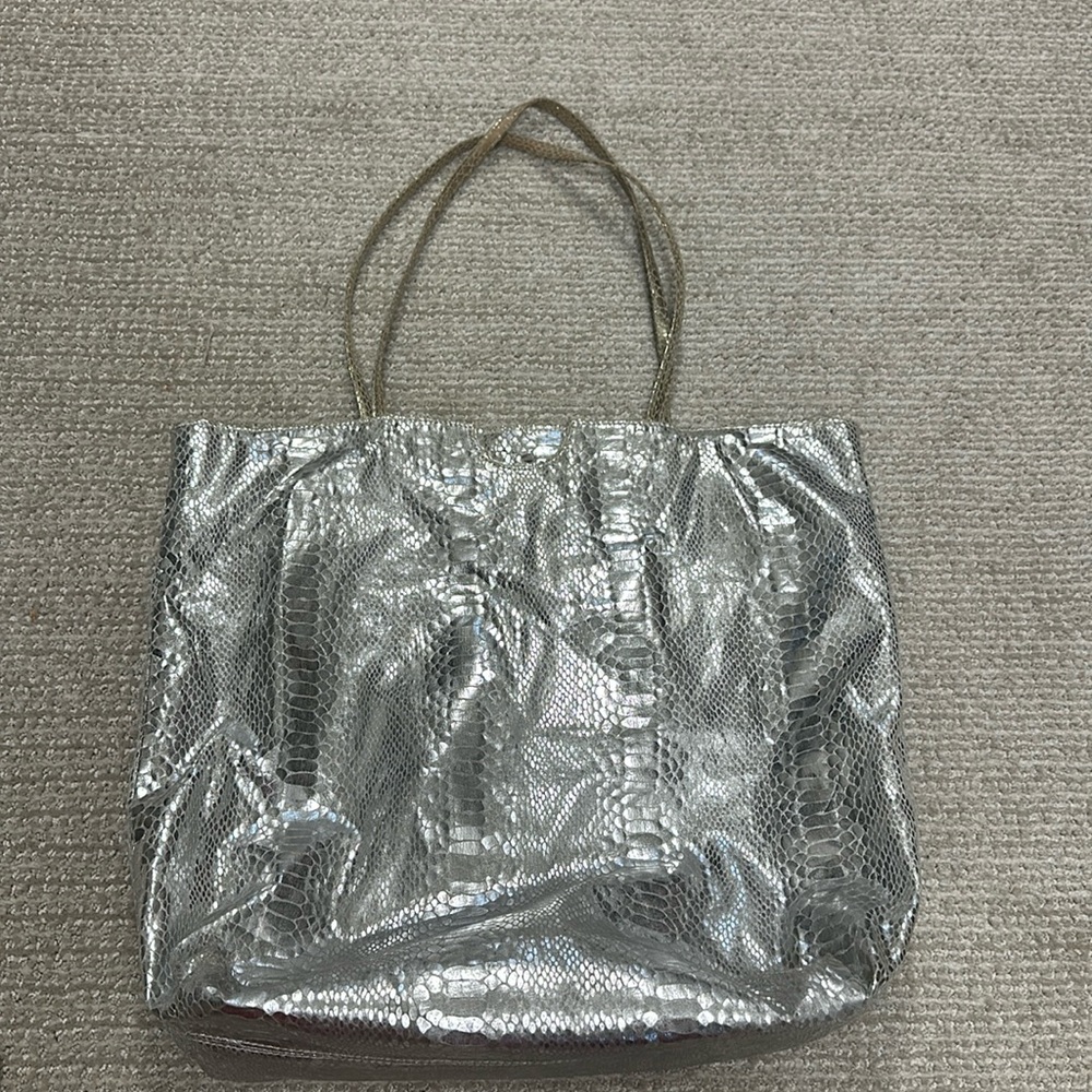 Carlos Falchi Silver Tote Bag